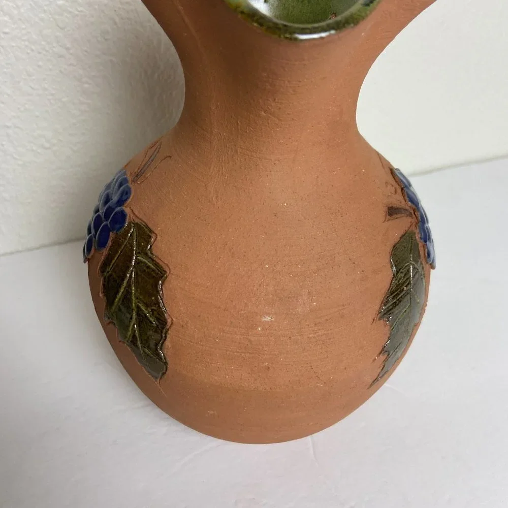 Studio Art Wine Glass Goblet Pitcher Artisan Pottery SET of 5